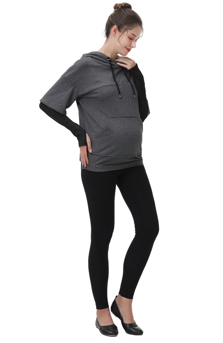 Kimi and Kai Bobo Layered Sleeve Maternity/Nursing Hoodie, Alternate, color, 