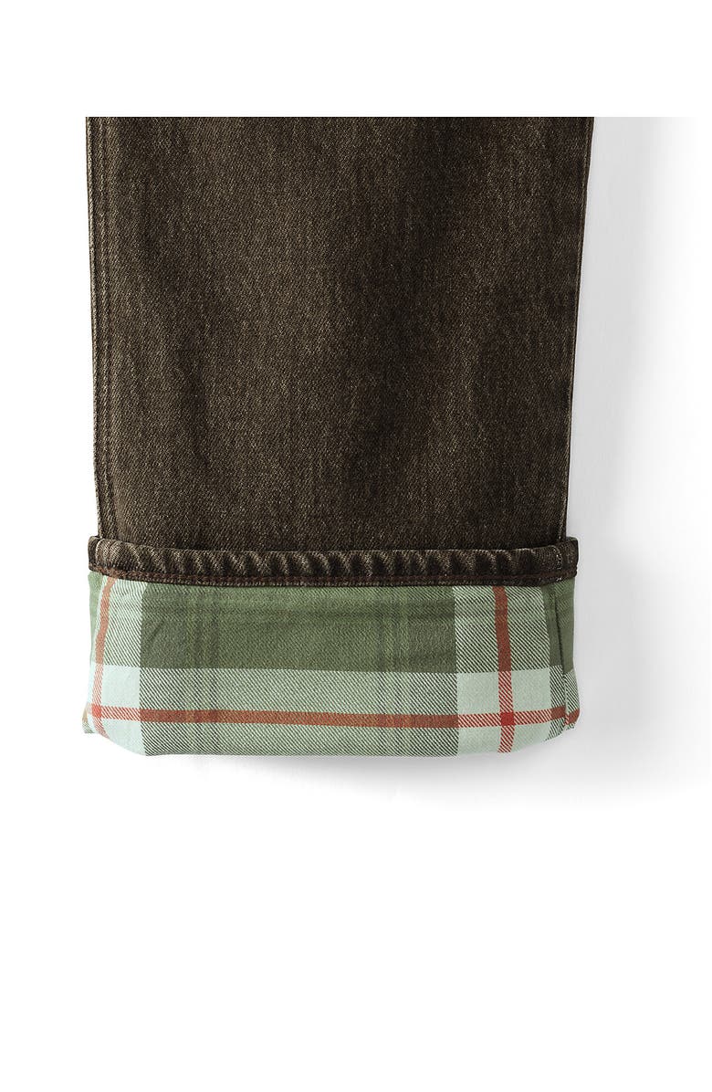 Lands' End Stretch Comfort Waist Classic Fit Flannel Lined Jean, Alternate, color, Washed Mocha Brown