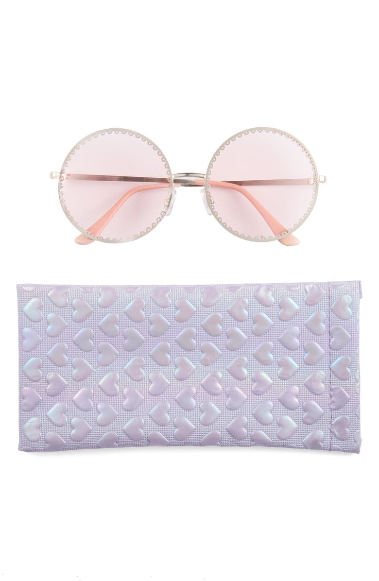 FYNN AND RILEY Kids' Circle Sunglasses & Pouch Set, Main, color, Pink