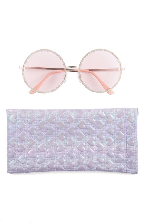 Kids' Circle Sunglasses & Pouch Set (Big Kid)