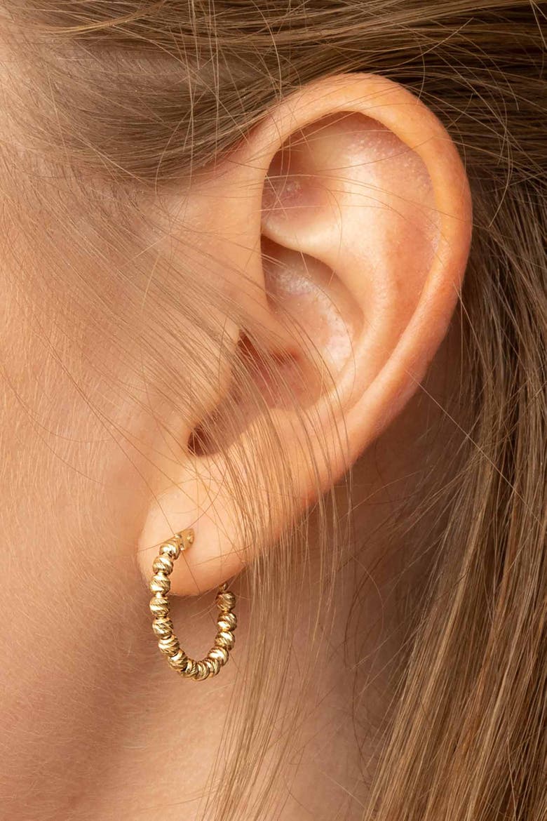 14K Yellow Gold Celebration Ball Hoops, Alternate, color, Yellow Gold