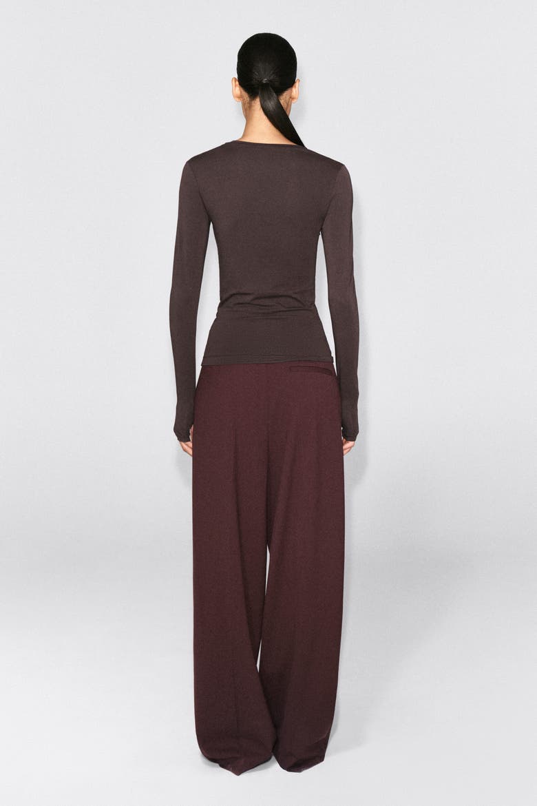 Cotton Long-sleeved Top, Alternate, color, DARK BROWN