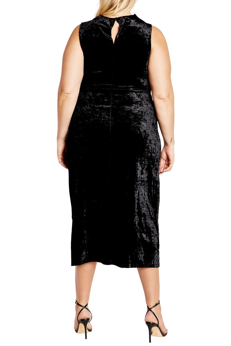 Aviana Velvet Mock Neck Midi Dress, Alternate, color, BLACK