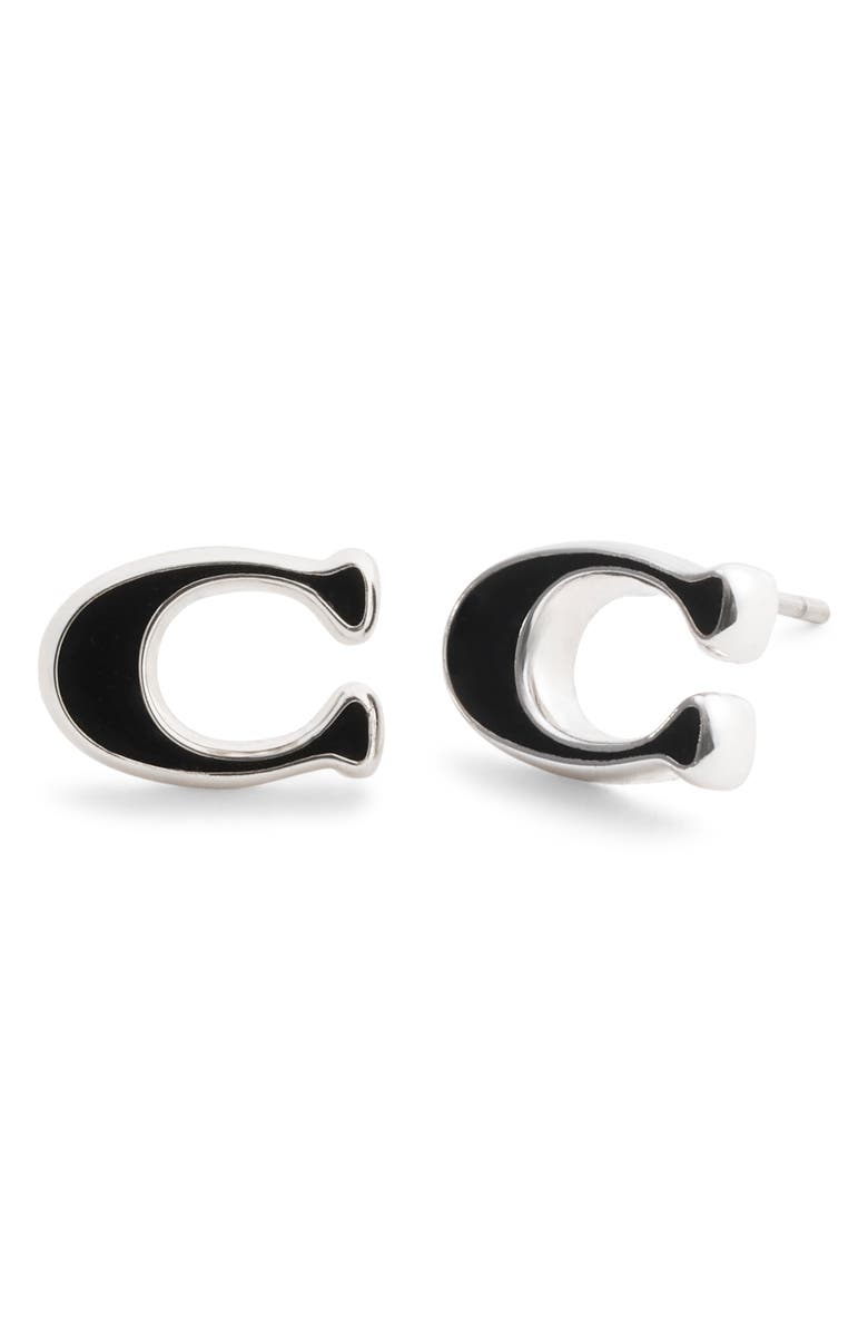 COACH Signature C Enamel Stud Earrings, Main, color, 