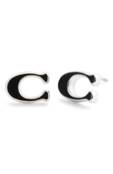 Signature C Enamel Stud Earrings