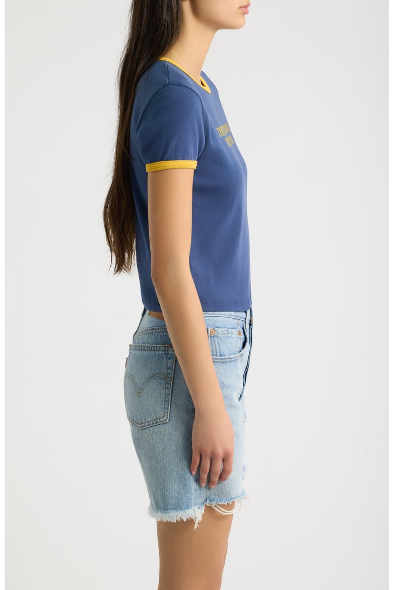 Don't Follow Me Graphic Ringer T-Shirt, Alternate, color, WASHED INDIGO COMBO