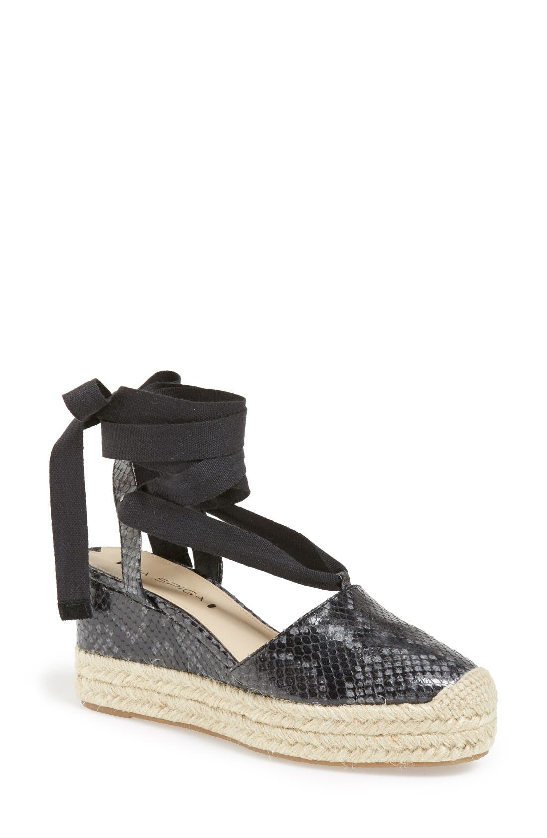 'Ralina' Espadrille Wedge, Main, color, BLACK