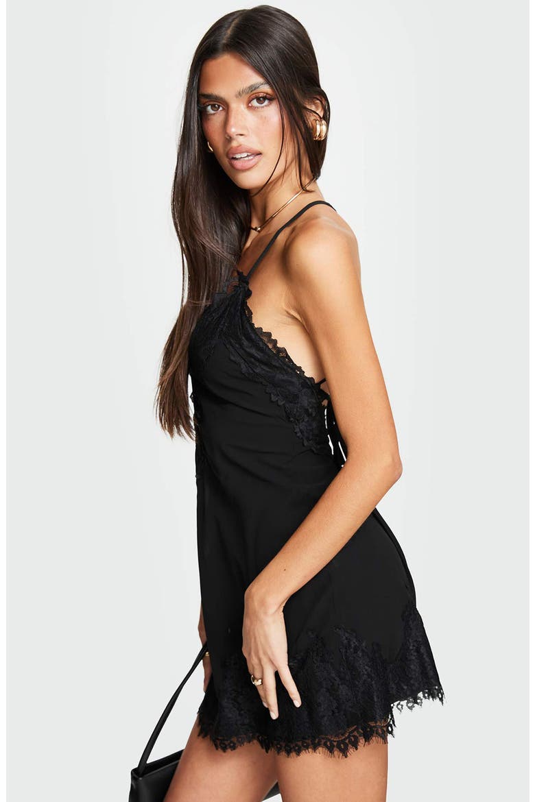 Lace Strappy Minidress, Alternate, color, BLACK