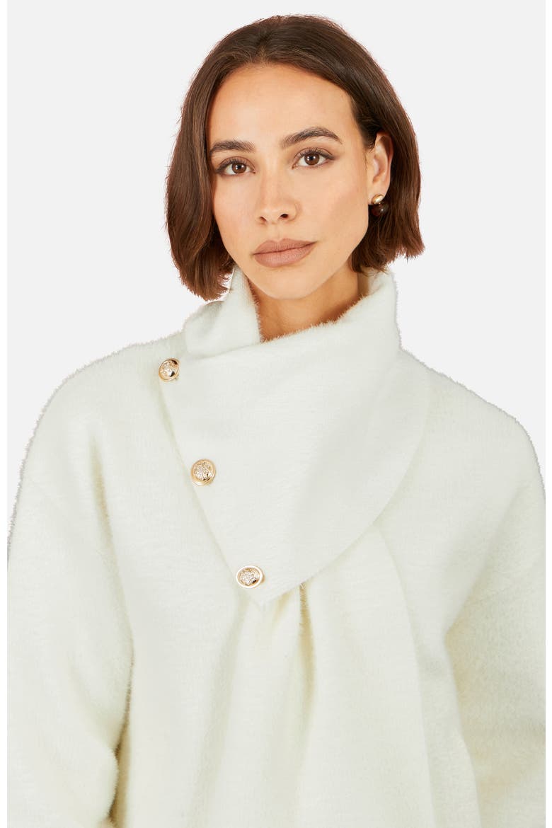 Eyelash Knit Scarf Neck Cardigan, Alternate, color, Ivory