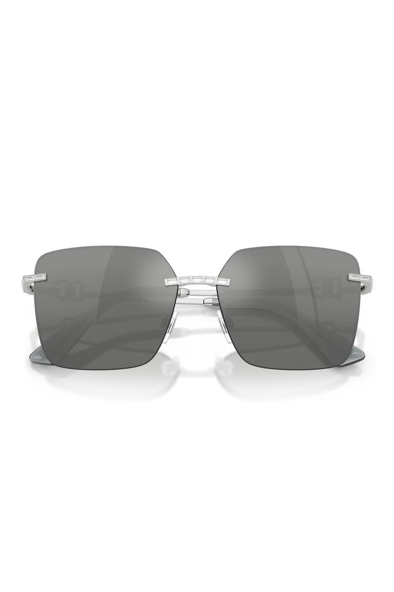 59mm Rimless Square Sunglasses, Alternate, color, SILVER / GREY MIRROR SILVER