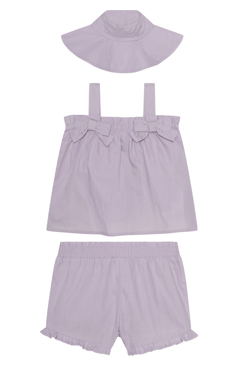 PL Baby by Petit Lem Cotton Poplin Top, Shorts & Hat Set, Main, color,