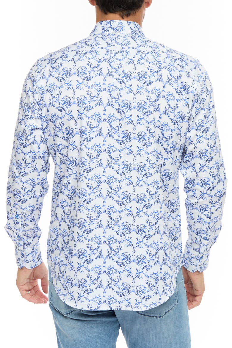 Faded Floral Button-Up Shirt, Alternate, color, BLUE