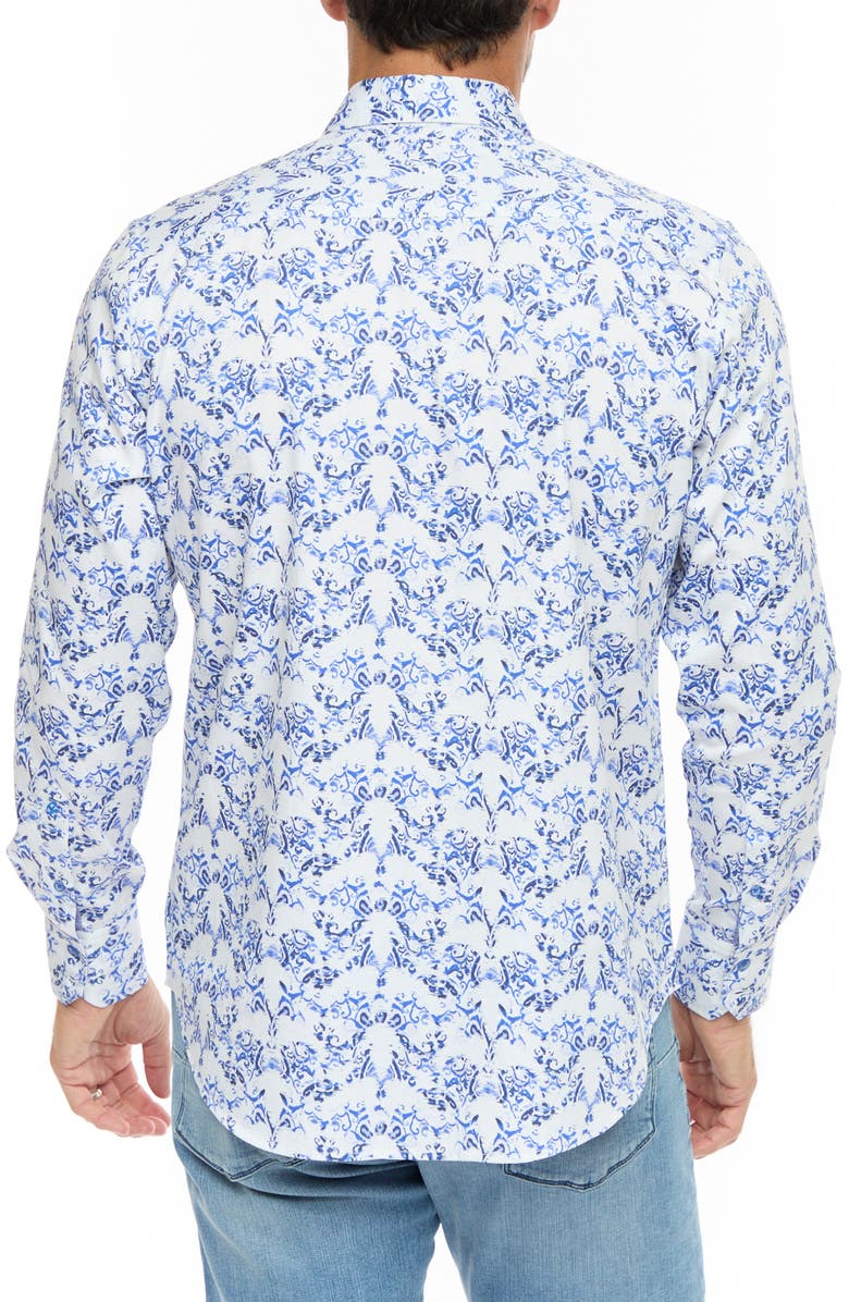 Robert Graham Faded Floral Button-Up Shirt, Alternate, color, Blue