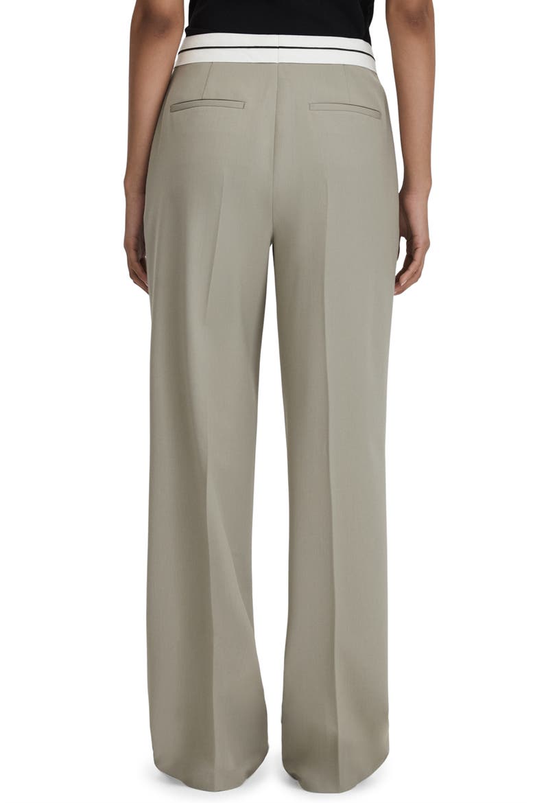Whitley Contrast Trim Wool Blend Wide Leg Trousers, Alternate, color, GREEN