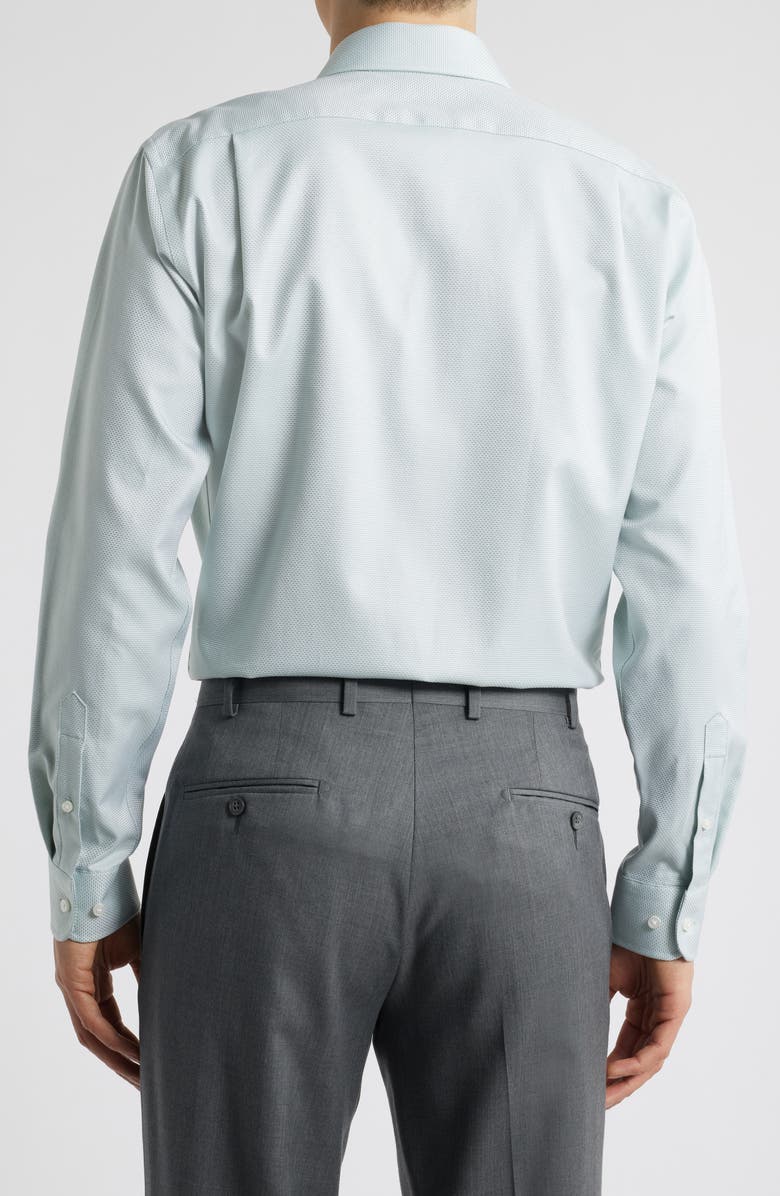 Nordstrom Premium Non-Iron Trim Fit Dress Shirt, Alternate, color, White- Green Triangle Pat