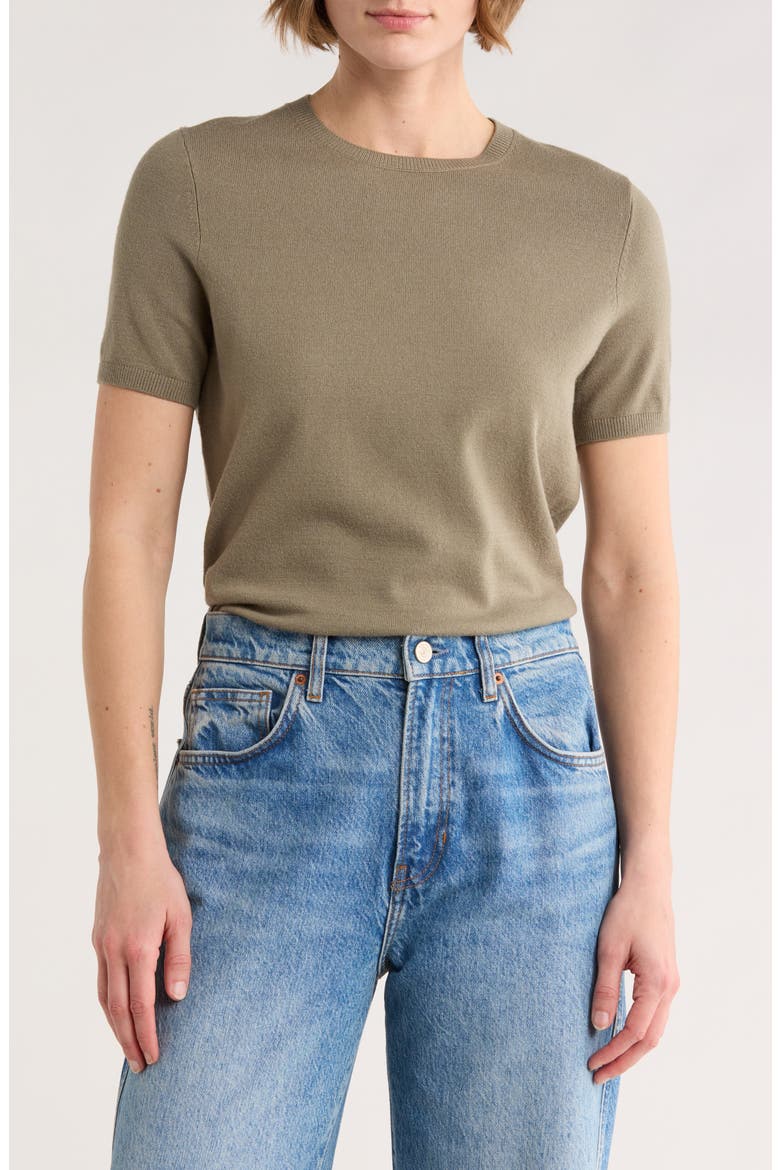 Slim Fit Short Sleeve Sweater, Main, color, GREEN VETIVER