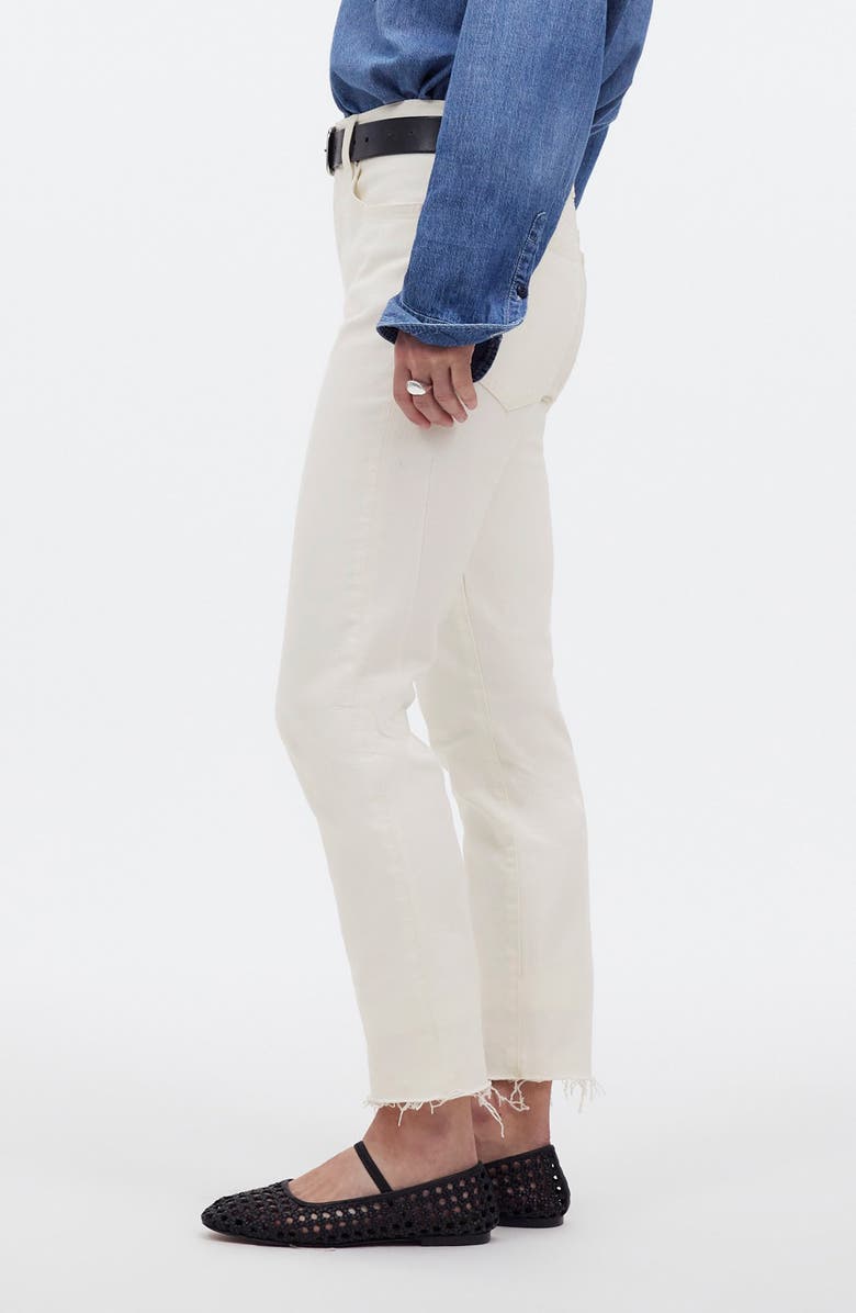 Madewell The Perfect Vintage High Rise Tapered Leg Raw Hem Jeans, Alternate, color, Tile White