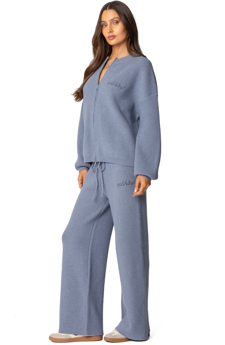 EDIKTED Kris Crewneck Zip Sweater, Alternate, color, Blue