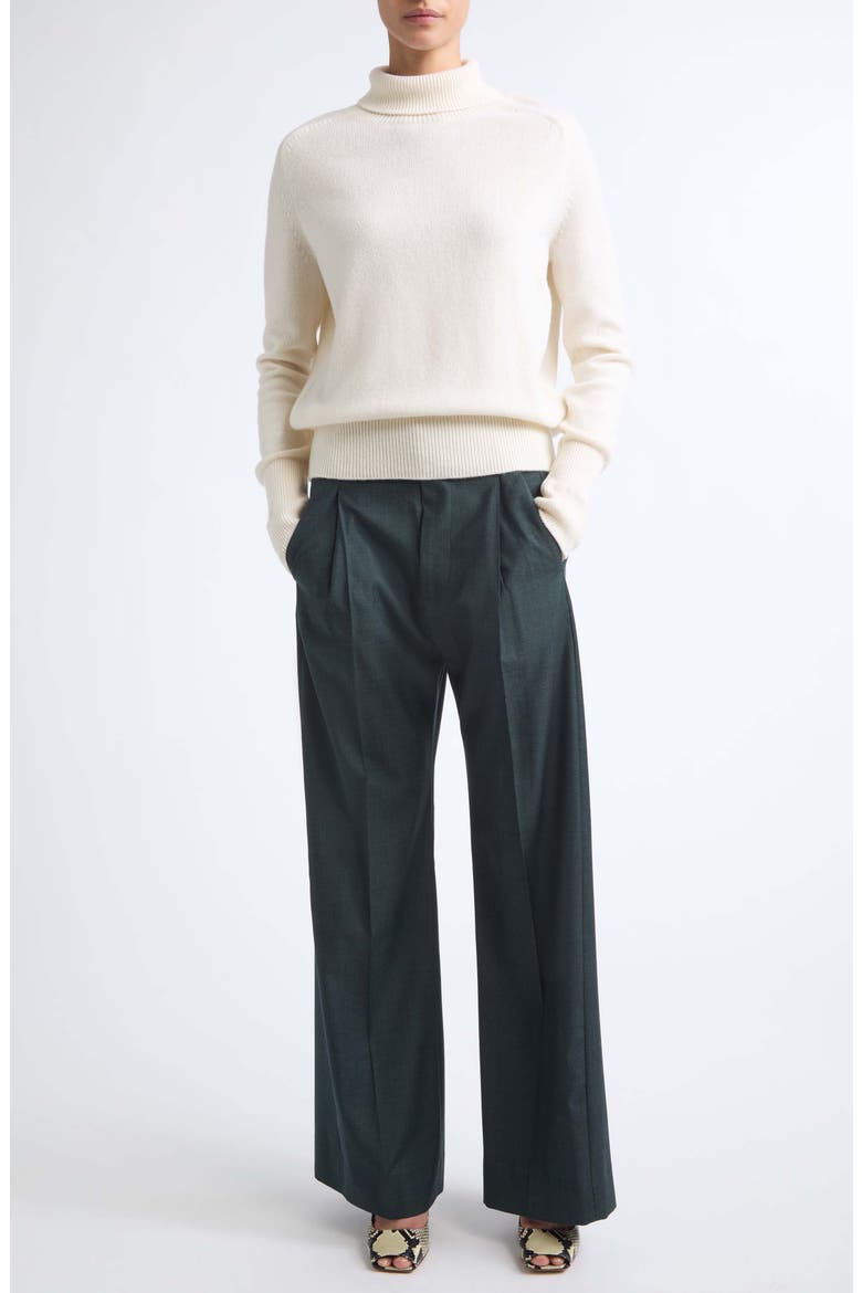 Ethel Pleated Wide Leg Virgin Wool Trousers, Alternate, color, MARSH GREEN 9990
