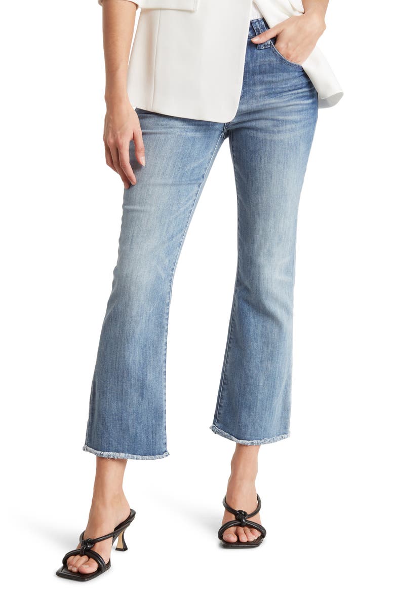 AB Tech High Rise Frayed Crop Jeans, Main, color, MID BLUE ARTISINAL