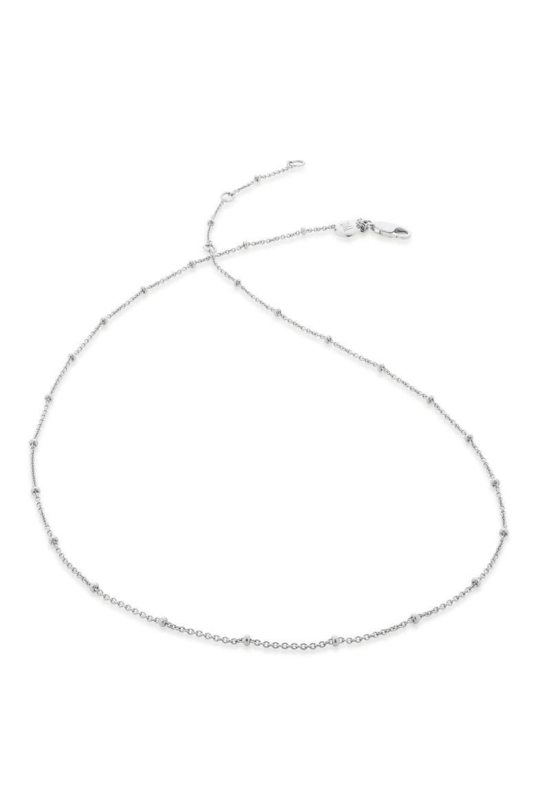 16-Inch Fine Bead Station Necklace, Main, color, SILVER