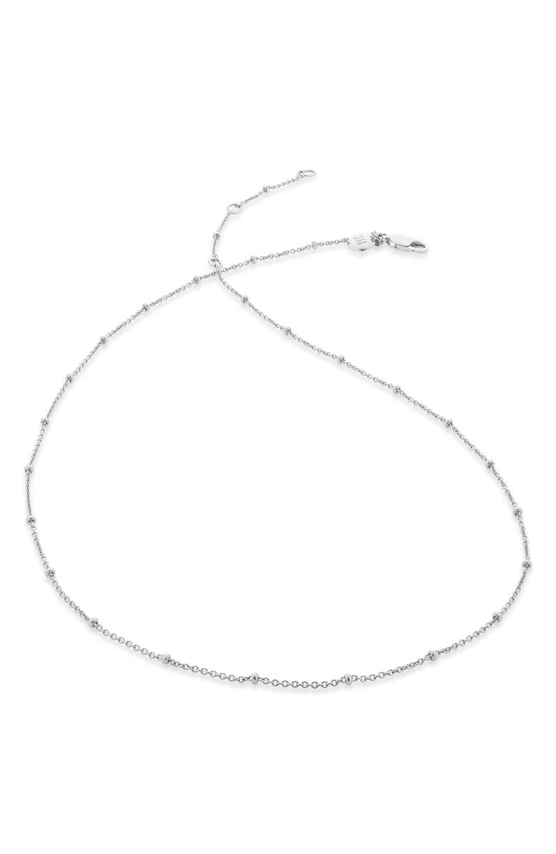 Monica Vinader 16-Inch Fine Bead Station Necklace, Main, color, Silver