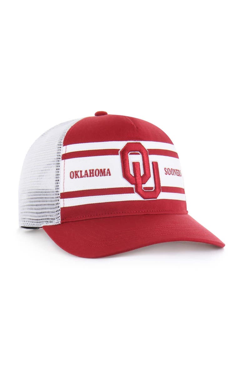 '47 Youth '47 Crimson/White Oklahoma Sooners Super Stripe Hitch Adjustable Trucker Hat, Alternate, color,