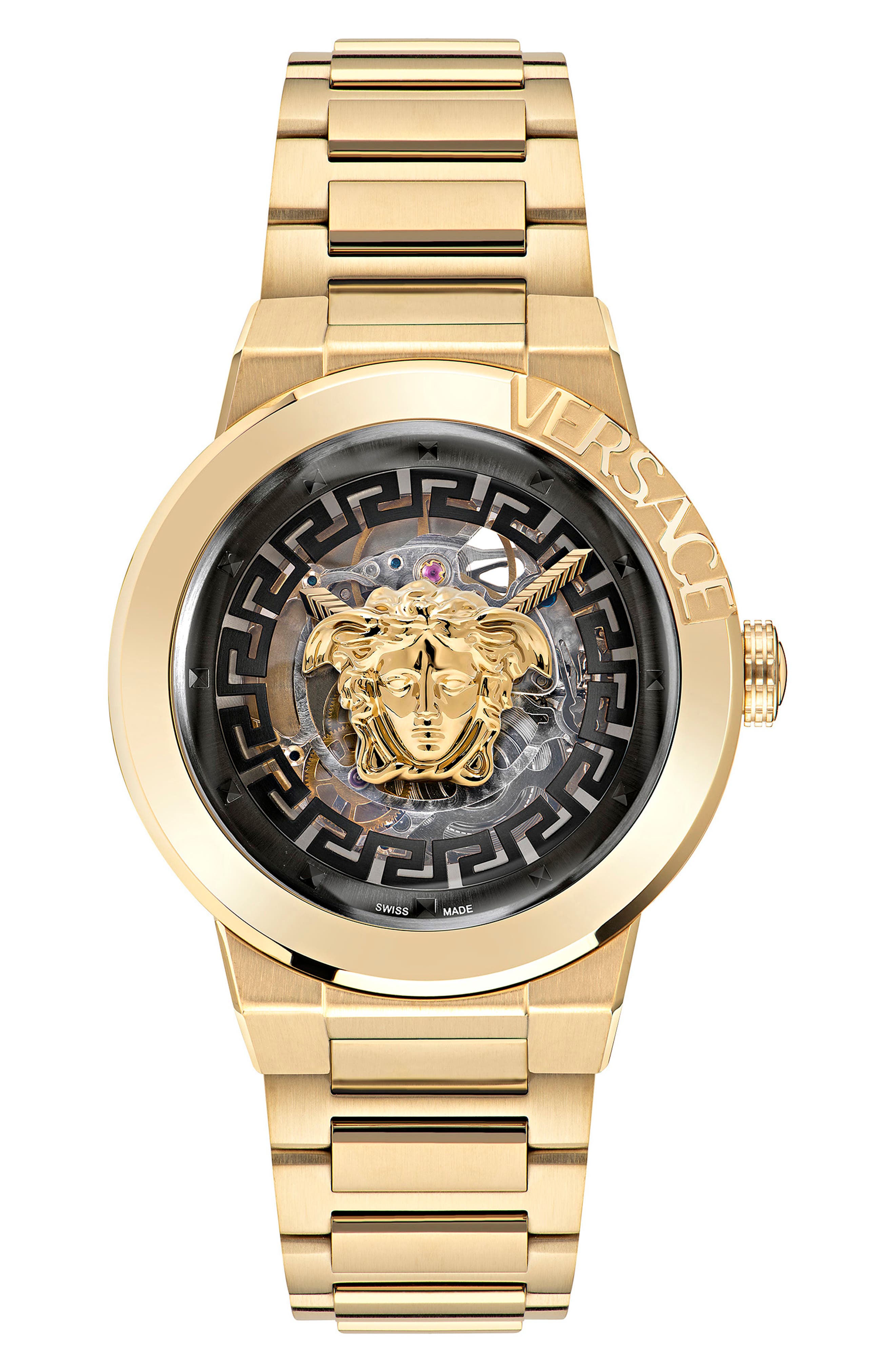 Versace Medusa Infinite Skeleton Dial Bracelet Watch, 40mm