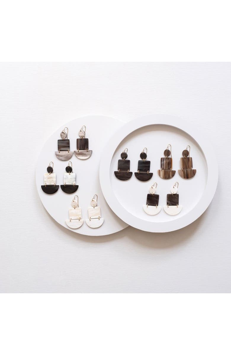 Maadili Collective Half Circle Square Earrings, Alternate, color, Black + White