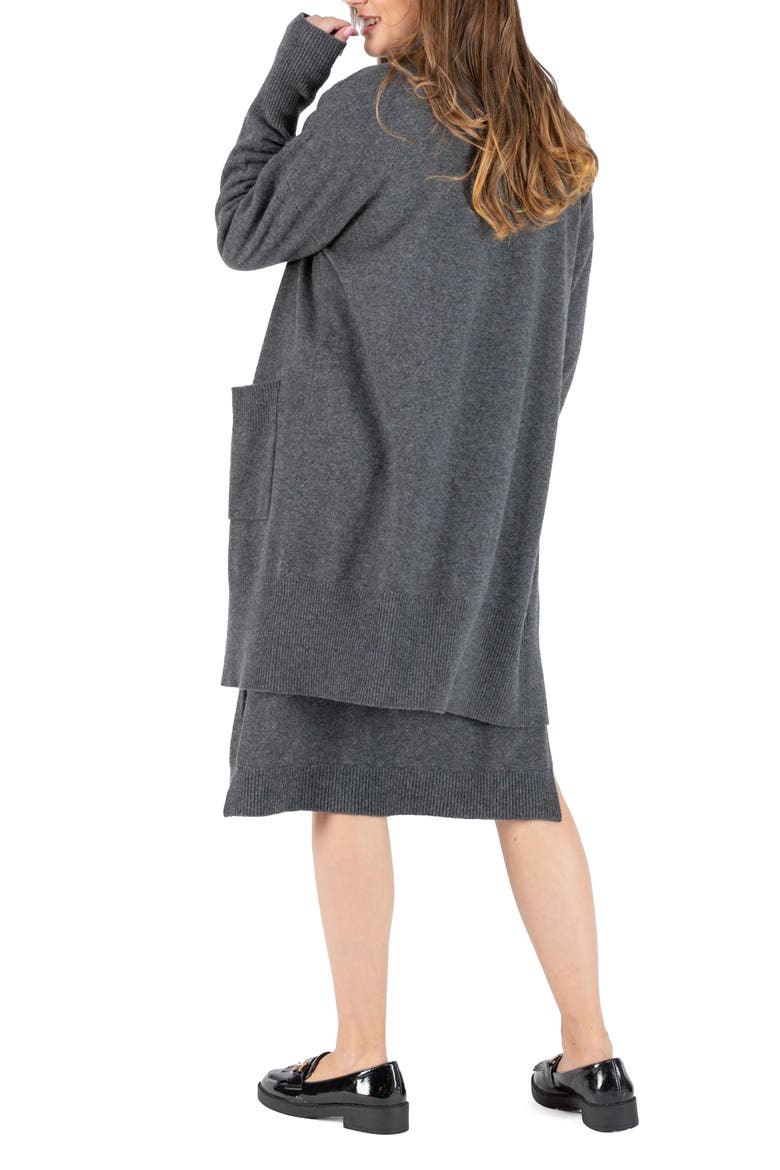 Laurie Wool & Cashmere Longline Maternity/Nursing Cardigan, Alternate, color, ANTHRACITE