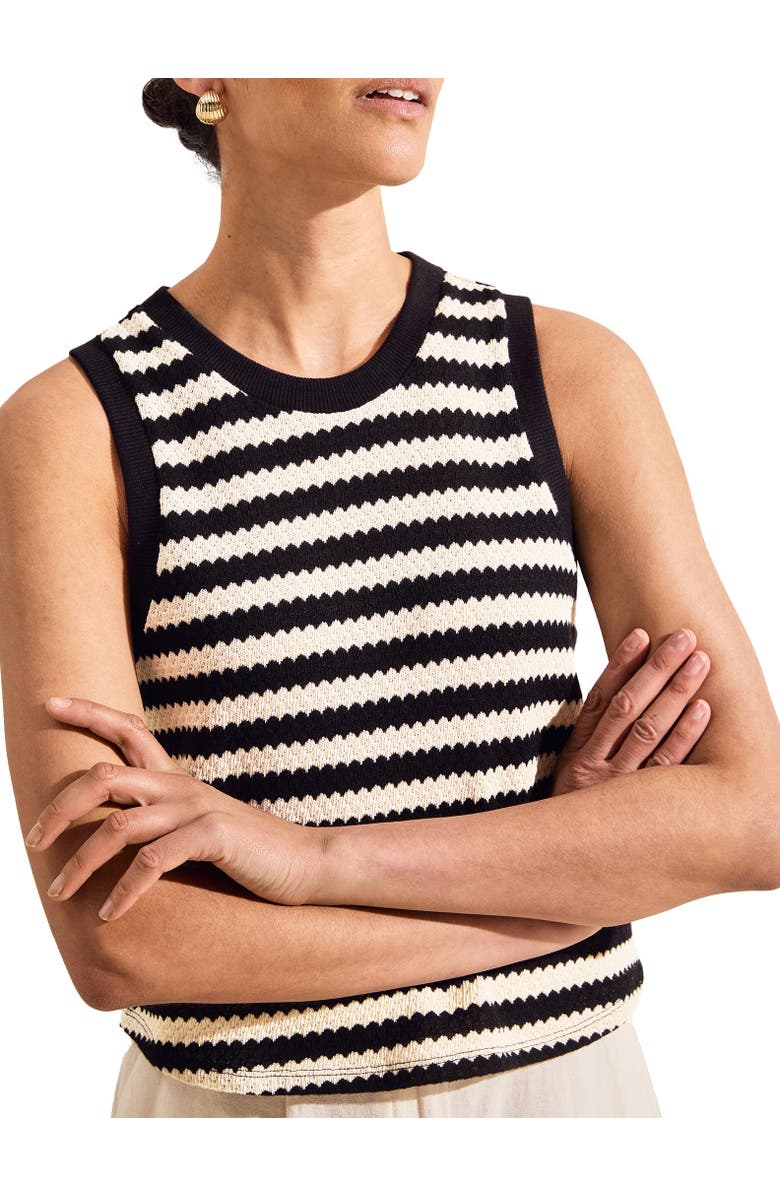 Ro&Zo Stripe Knit Shell Top, Alternate, color, Black