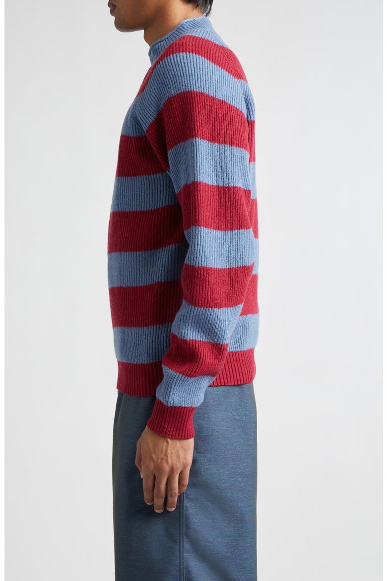 Stripe Roll Neck Rib Sweater, Alternate, color, SAX
