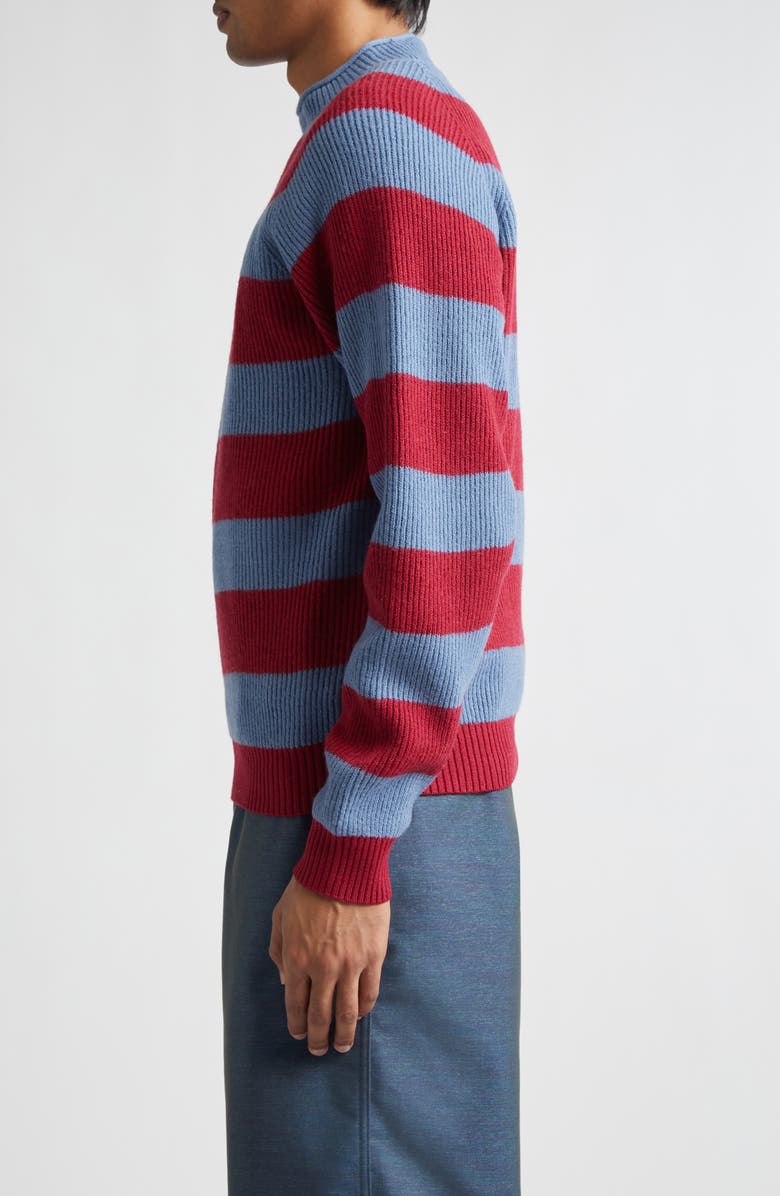 BEAMS Stripe Roll Neck Rib Sweater, Alternate, color, Sax