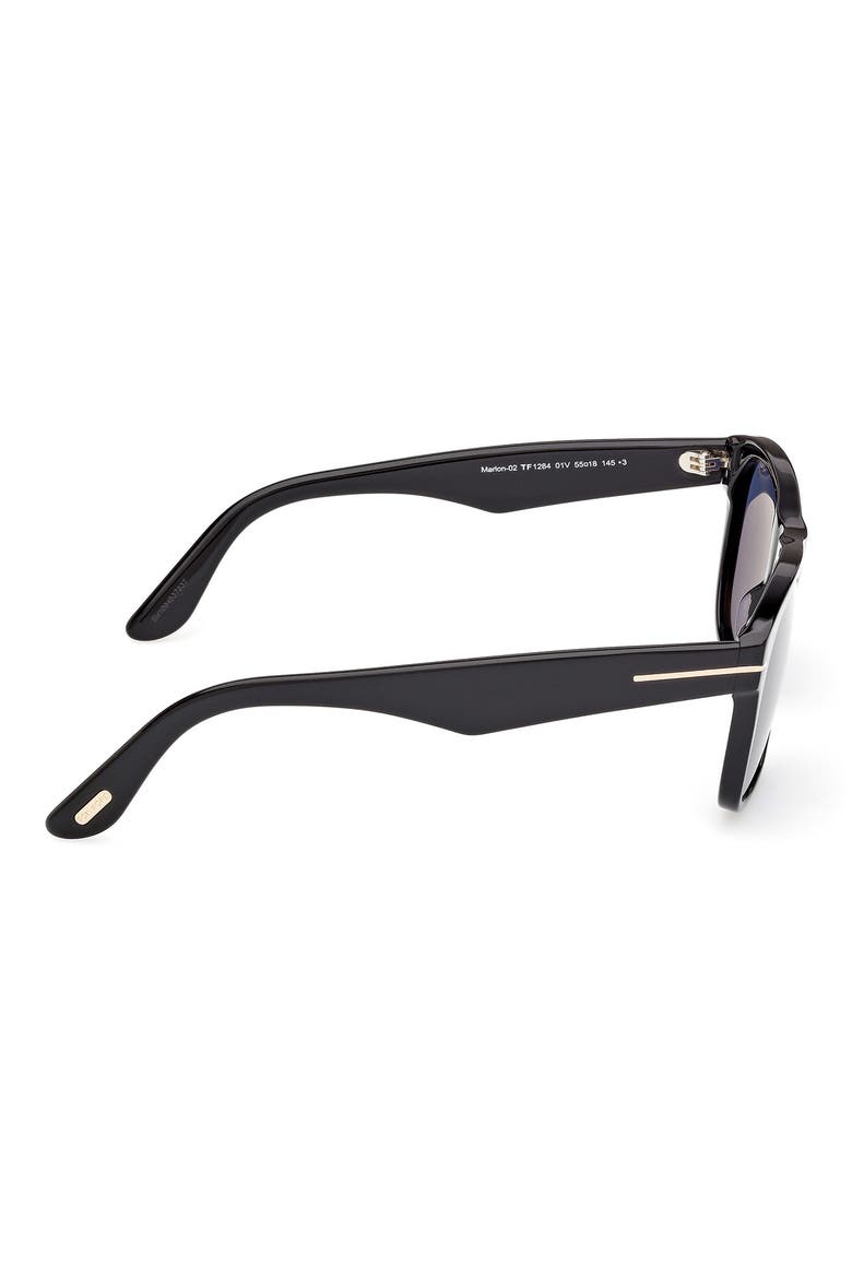Marlon 55mm Square Sunglasses, Alternate, color, SHINY BLACK/ BLUE LENSES