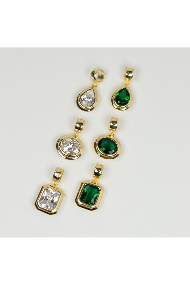 Colored CZ Oval Double Bezel Pendant, Alternate, color, Gold