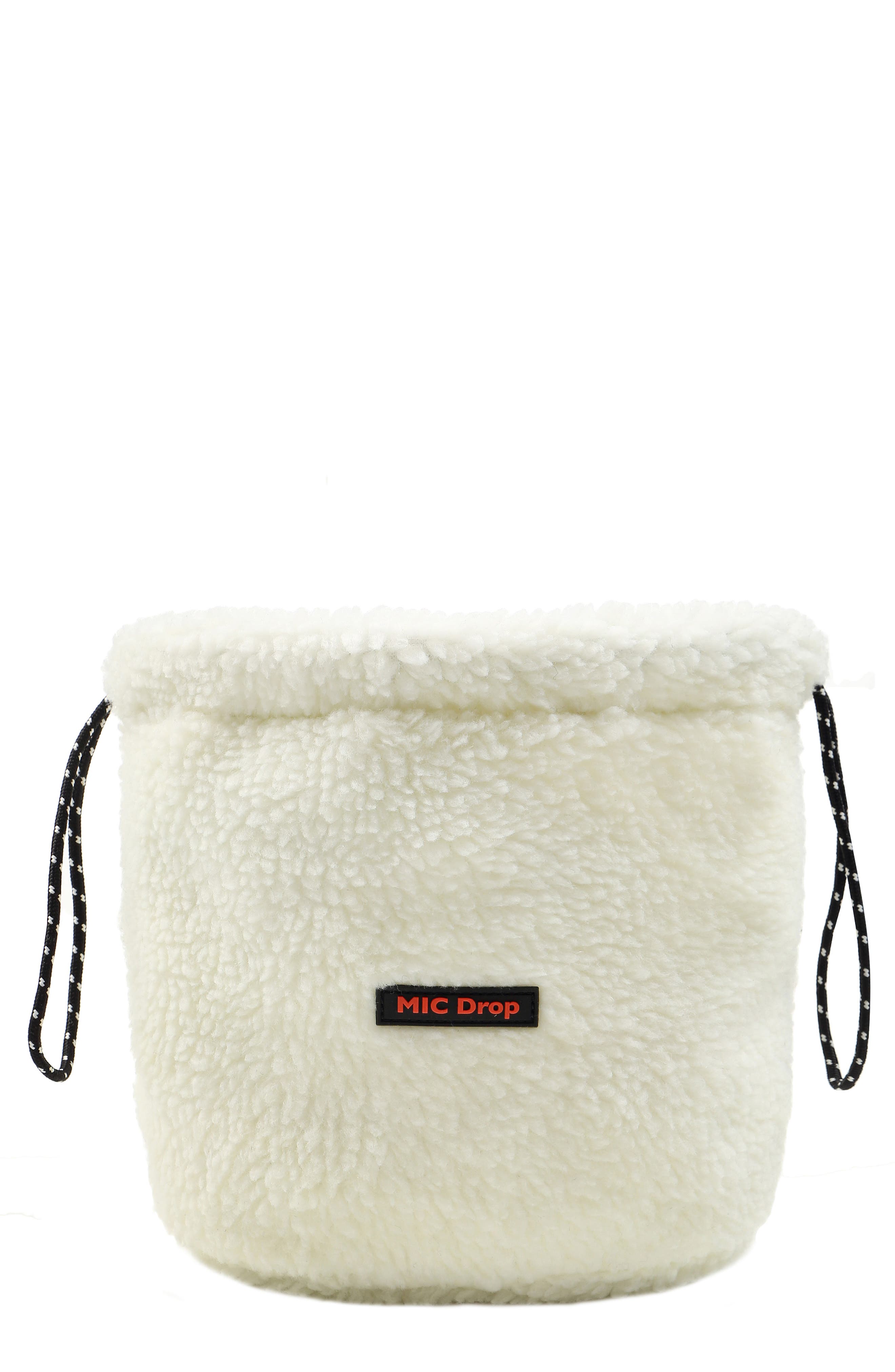 THEMED MERCH MIC Drop Fleece Pouch, Main, color, IVORY