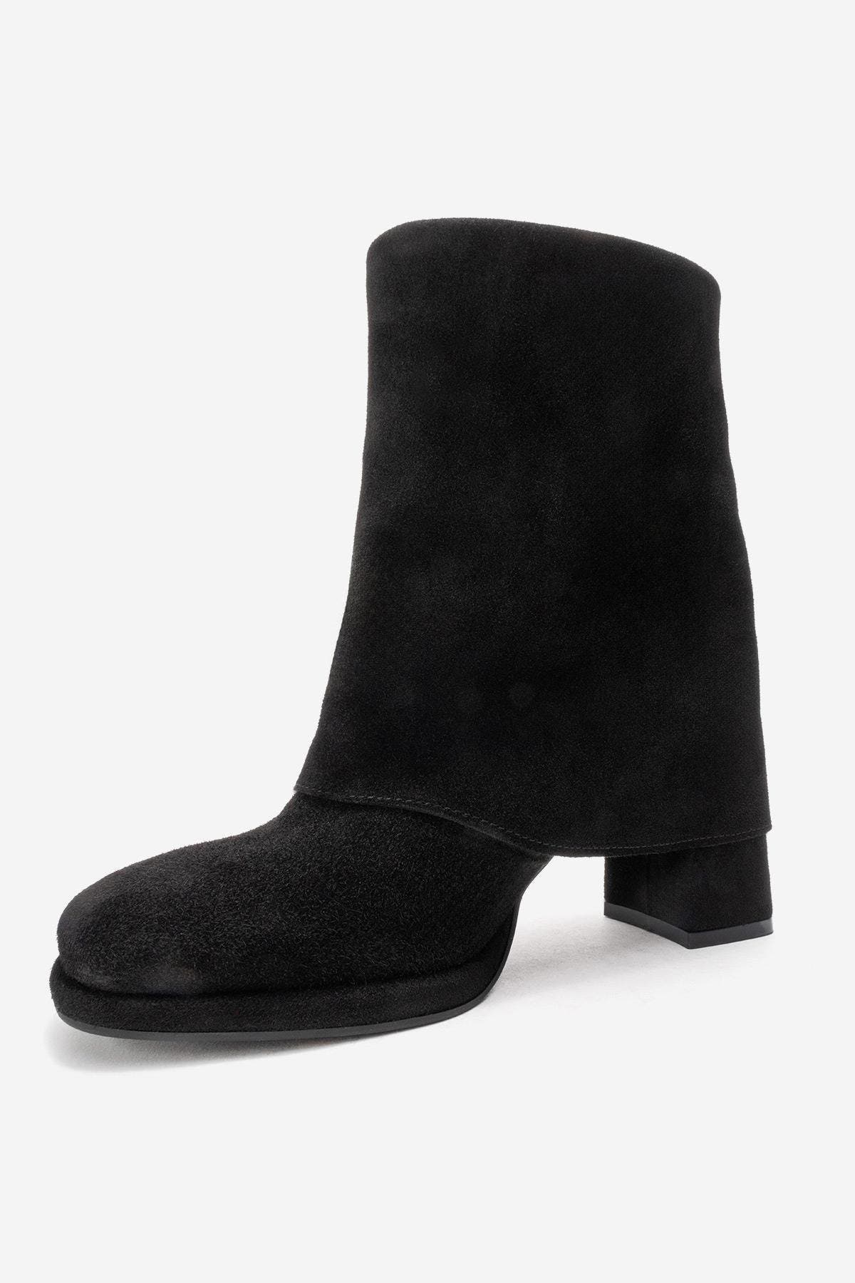 Forever & Always Shoes Lore Leather Block Heel Boot, Alternate, color, Black Suede