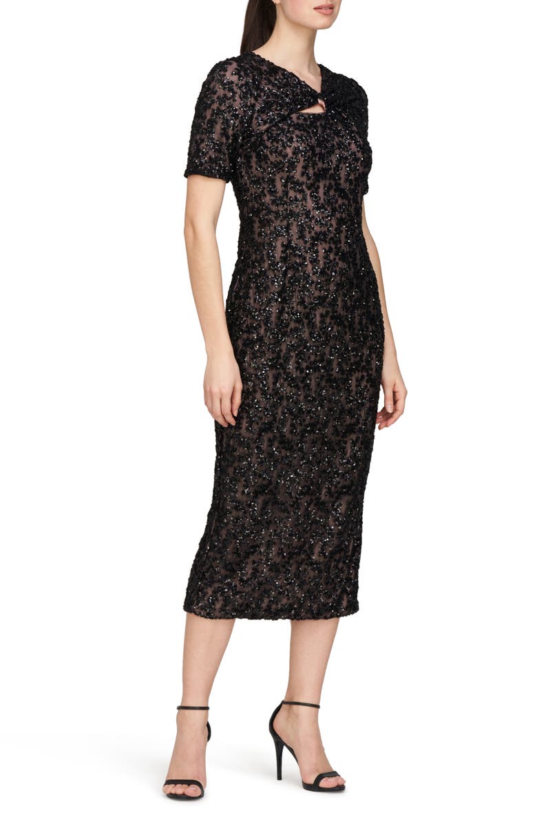 JS Collections Farrah Sequin Short Sleeve Cocktail Dress, Alternate, color, 