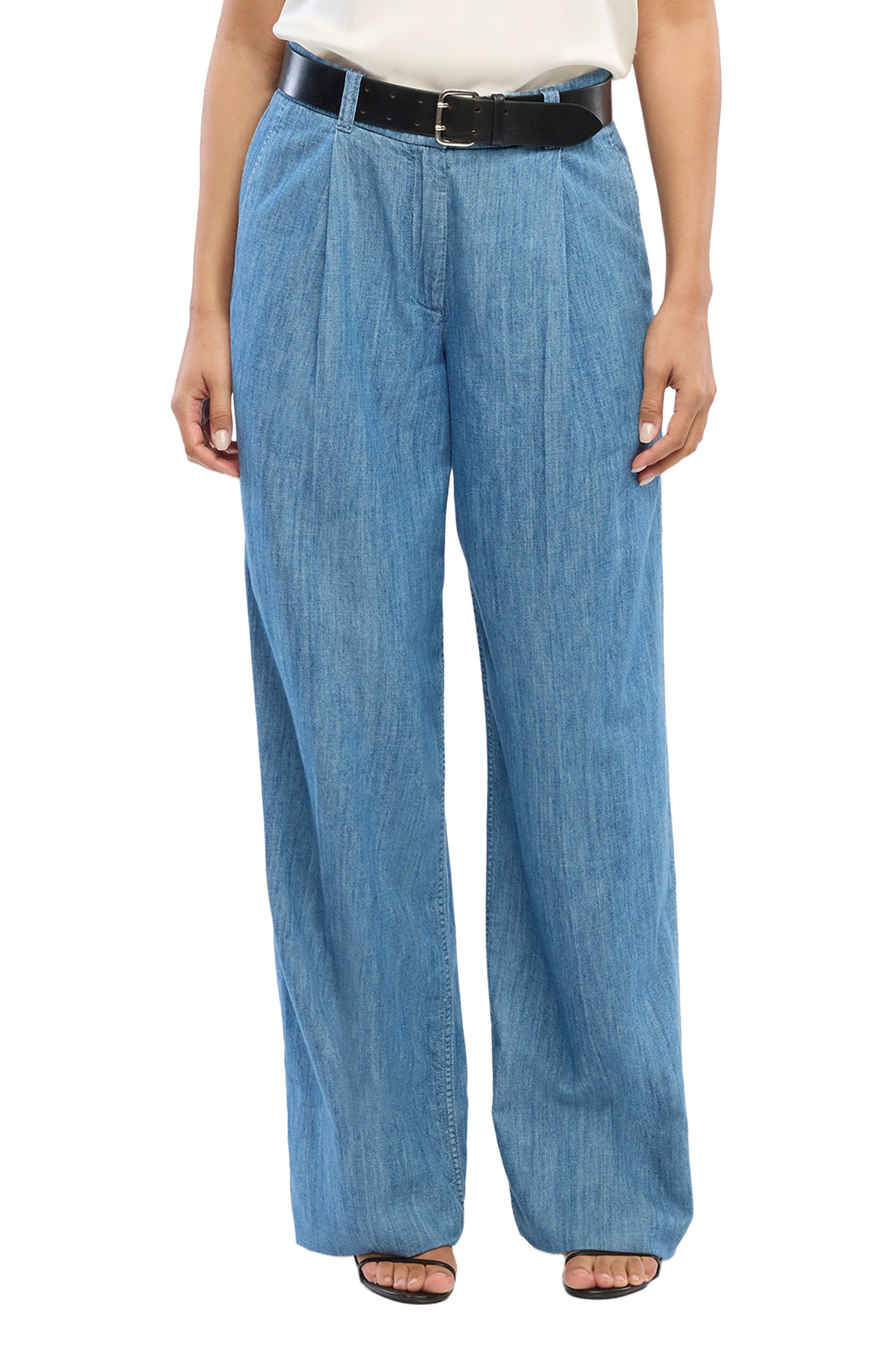 Chambray Relaxed Wide Leg Pant - image 4