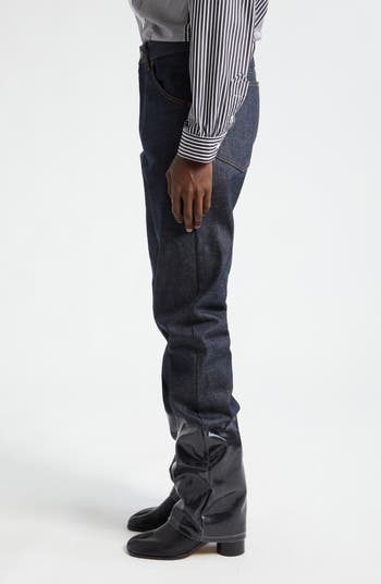 Maison Margiela Lacquered Hem Cotton Denim Jeans | Nordstrom
