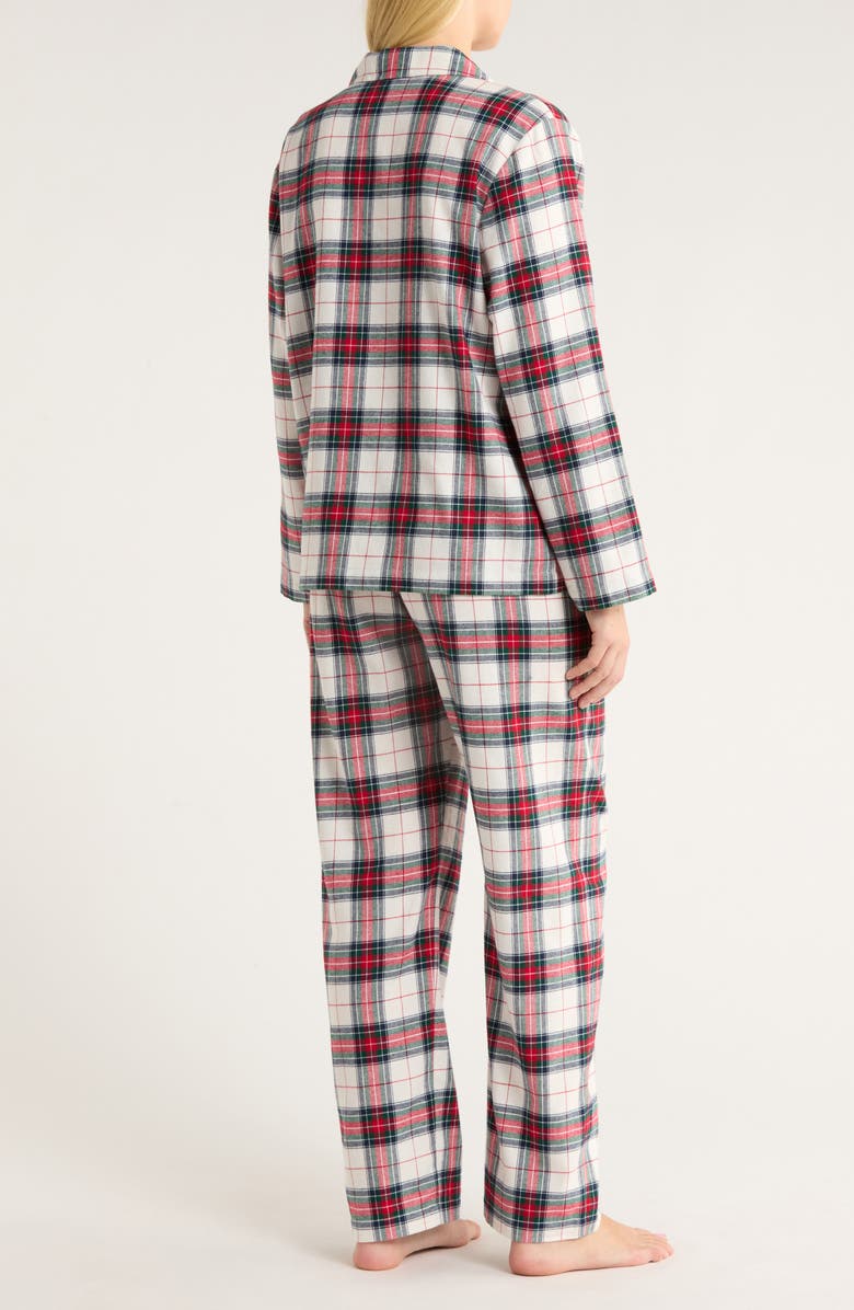 Eberjey Plaid Cotton Flannel Pajamas, Alternate, color, Tartan Plaid Ivory