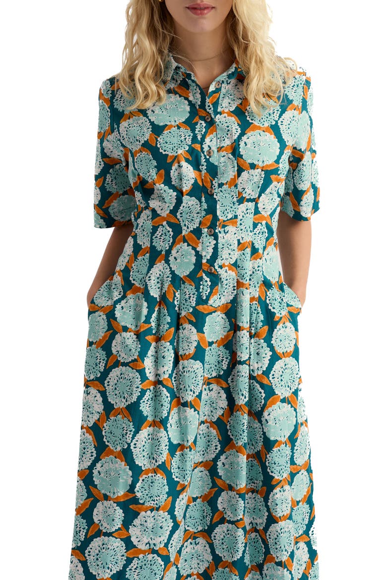 Wild Liquorice Organic Cotton Shirtdress, Alternate, color, PAINTED MARIGOLD DARK WRECKAGE