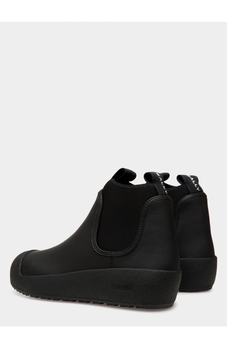 Bally Curling Bootie in Rubberized Leather, Alternate, color, Black