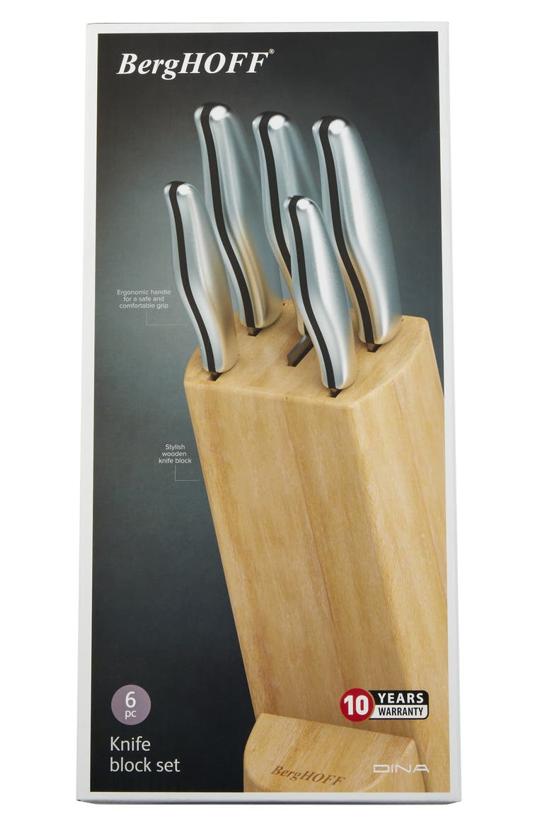 Dina Entity 6-Piece Knife Block, Alternate, color, SILVER
