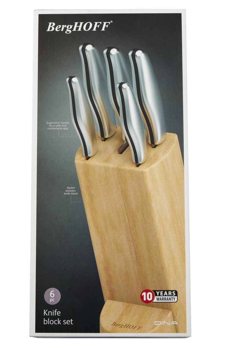 BergHOFF Dina Entity 6-Piece Knife Block, Alternate, color, Silver
