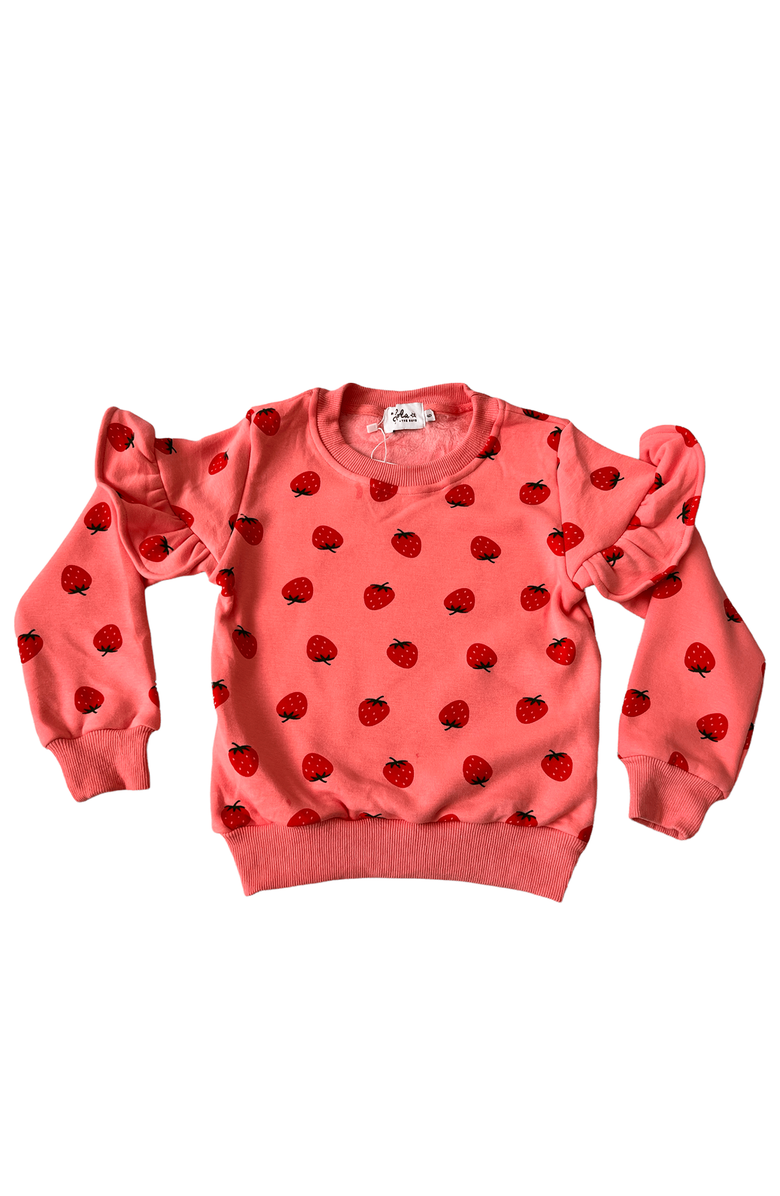 Lola + The Boys Strawberry Ruffle Joggers Set, Alternate, color, Pink