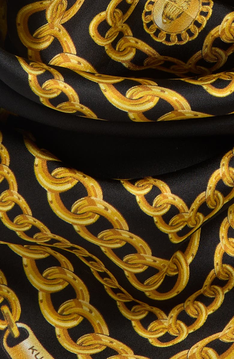 Kurt Geiger London Large Chain Stripe Silk Square Scarf, Alternate, color, Black