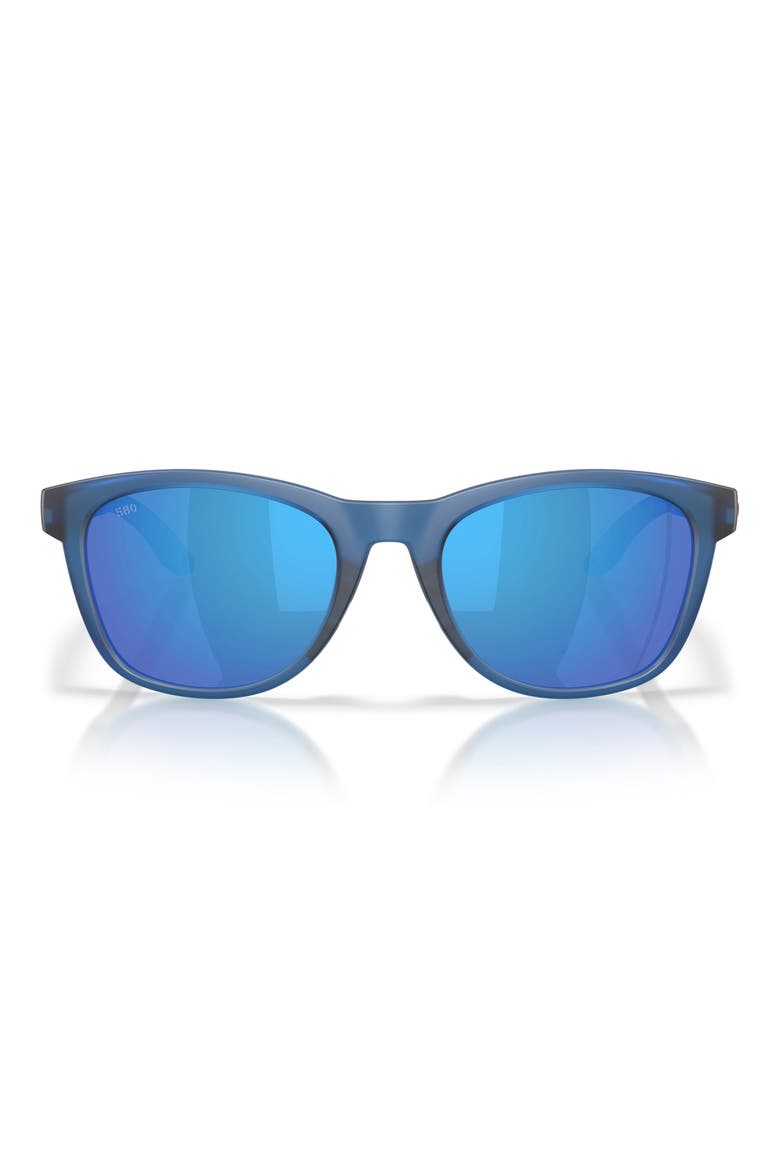 Aleta 54mm Polarized Mirrored Round Sunglasses, Main, color, TRANSLUCENT BLUE / BLUE 580G