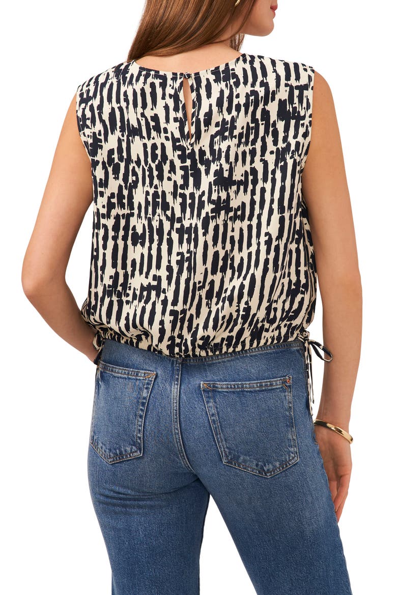 Abstract Print Crêpe de Chine Bubble Top, Alternate, color, CLASSIC NAVY