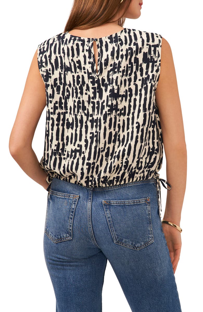 Vince Camuto Abstract Print Crêpe de Chine Bubble Top, Alternate, color, Classic Navy